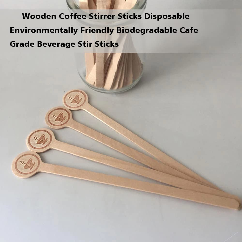 Coffee Stirrers Stir Sticks Wooden Beverage Mixer with Round Ends,Disposable Environmentally Friendly Biodegradable Cafe Grade Beverage Stir Sticks for 6 Inch Coffee Milk Cocktail Tea (100)