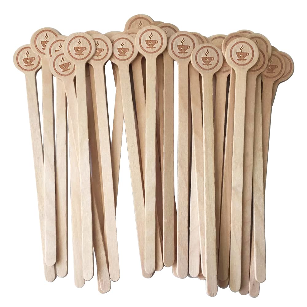 Coffee Stirrers Stir Sticks Wooden Beverage Mixer with Round Ends,Disposable Environmentally Friendly Biodegradable Cafe Grade Beverage Stir Sticks for 6 Inch Coffee Milk Cocktail Tea (100)