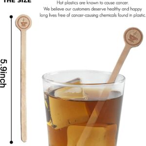 Coffee Stirrers Stir Sticks Wooden Beverage Mixer with Round Ends,Disposable Environmentally Friendly Biodegradable Cafe Grade Beverage Stir Sticks for 6 Inch Coffee Milk Cocktail Tea (100)