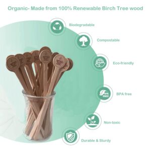 Coffee Stirrers Stir Sticks Wooden Beverage Mixer with Round Ends,Disposable Environmentally Friendly Biodegradable Cafe Grade Beverage Stir Sticks for 6 Inch Coffee Milk Cocktail Tea (100)