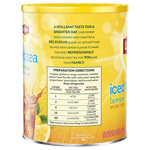 Lipton Lemon Iced Tea Mix, Sweetened, Makes 10 Quarts (Pack of 6)