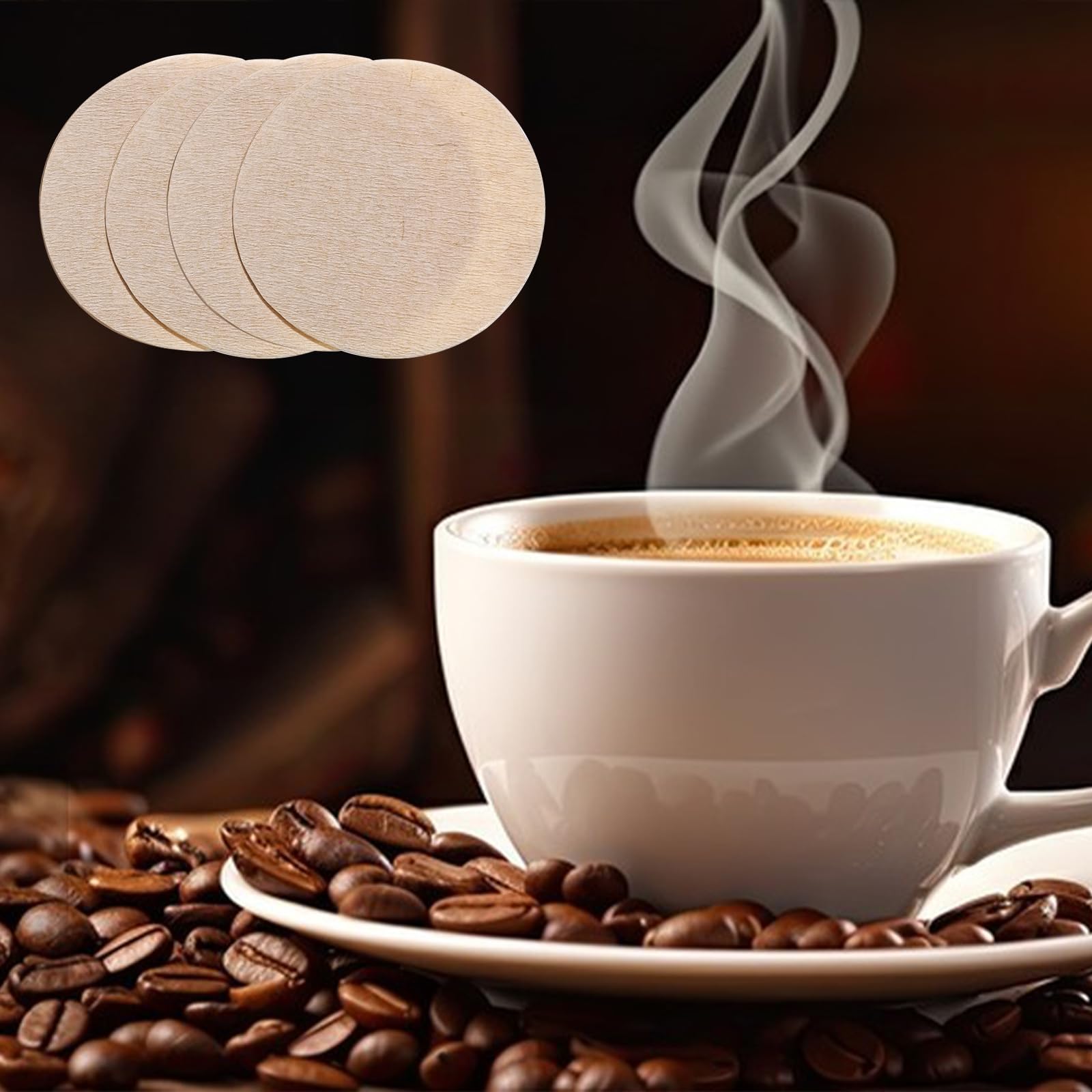 600 PCS Unbleached Coffee Filters Replacement Round Coffee Filters Disposable Paper Filters