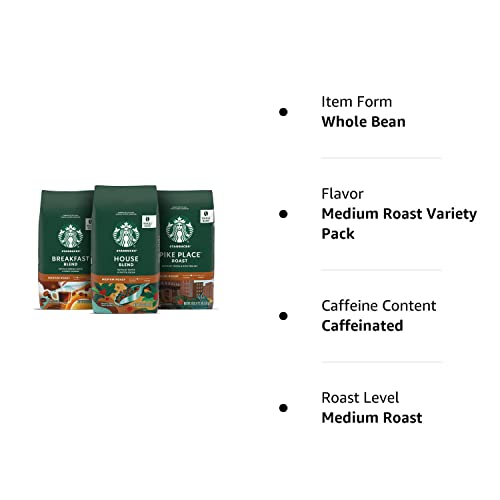 Starbucks Medium Roast Whole Bean Coffee—Variety Pack—3 bags (12 oz each)