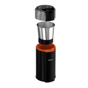Krups Silent Vortex Coffee and Spice Grinder with Removable Dishwasher Safe Bowl 12 Cup Easy to Use, 5 Times Quieter 175 Watts Dry Herbs, Nuts, Black