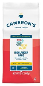 cameron's coffee roasted ground coffee bag, flavored, highlander grog, 12 ounce