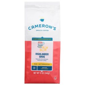 Cameron's Coffee Roasted Ground Coffee Bag, Flavored, Highlander Grog, 12 Ounce