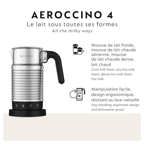 Nespresso Aeroccino 4 Milk Frother, Silver