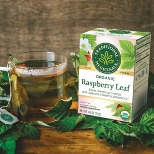 Traditional Medicinals Organic Raspberry Leaf Herbal Tea, Eases Menstrual Cramps & Supports Healthy Pregnancy (Pack of 2) - 32 Tea Bags