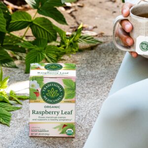 Traditional Medicinals Organic Raspberry Leaf Herbal Tea, Eases Menstrual Cramps & Supports Healthy Pregnancy (Pack of 2) - 32 Tea Bags