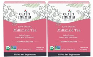 earth mama angel baby organic milkmaid nursing tea, 16 teabags/box (pack of 2)