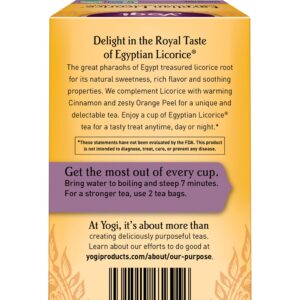 Yogi Tea Egyptian Licorice Tea - 16 Tea Bags per Pack (4 Packs) - Organic Licorice Tea Bags - Includes Licorice Root, Cinnamon Bark, Orange Peel, Ginger Root, Cardamom Pod & More