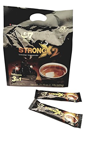 Trung Nguyen — G7 Strong X2 3 in 1 Instant Coffee — Roasted Ground Coffee Blend w/Non-dairy Creamer and Sugar — Strong and Bold — Instant Vietnamese Coffee (24 Single Serve Packets)