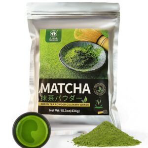 TIAN HU SHAN Matcha Green Tea Powder 15.3oz/434g, Starter Matcha Culinary For Lattes, Cooking, Baking