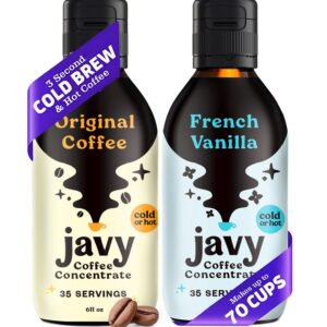 Javy Coffee Concentrate Bundle - Cold Brew Coffee, Perfect for Instant Iced Coffee, Cold Brewed Coffee and Hot Coffee - Original & Vanilla