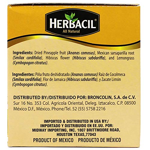 Herbacil Pineapple Tea, Herbal Tea with Dehydrated Pineapple Fruit, Caffeine - Free, 2-Pack of 25 bags per box (50 Tea Bags)