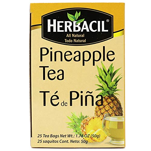 Herbacil Pineapple Tea, Herbal Tea with Dehydrated Pineapple Fruit, Caffeine - Free, 2-Pack of 25 bags per box (50 Tea Bags)