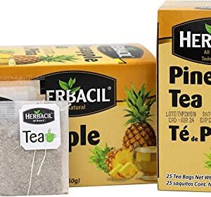 Herbacil Pineapple Tea, Herbal Tea with Dehydrated Pineapple Fruit, Caffeine - Free, 2-Pack of 25 bags per box (50 Tea Bags)