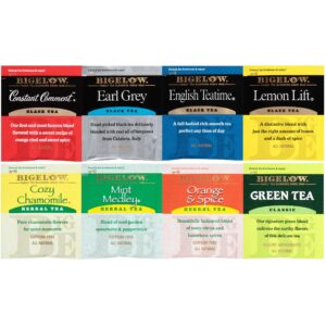 Bigelow Herbal Tea Variety Assortment Pack of 64 Tea Bags Featuring English Teatime, Constant Comment, Lemon Lift, Earl Grey, Green, Cozy Chamomile, Orange Spice, Mint Medley