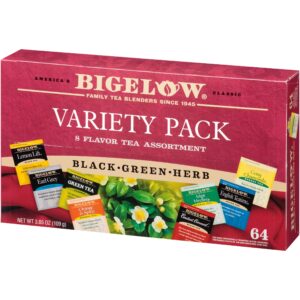 Bigelow Herbal Tea Variety Assortment Pack of 64 Tea Bags Featuring English Teatime, Constant Comment, Lemon Lift, Earl Grey, Green, Cozy Chamomile, Orange Spice, Mint Medley