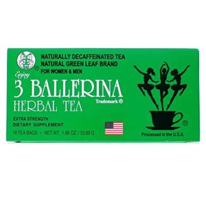 3 ballerina chinese herbal green leaf organic detox tea for weight loss, extra strength- diet fat slimming drink-caffeine free, 18 tea bags (1 box)