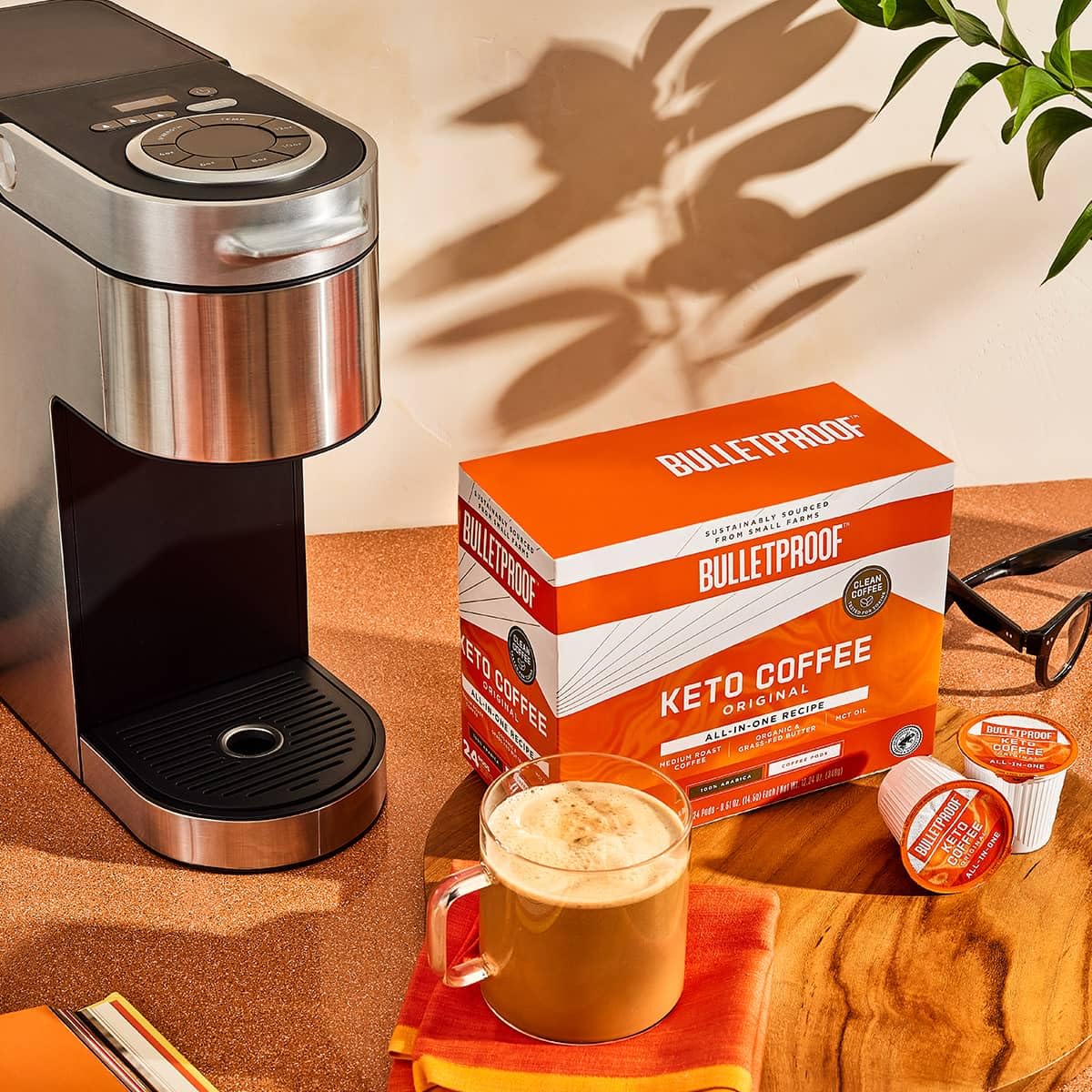 Bulletproof Keto Coffee Pods, 24 Ct, All-In-One Recipe, 100% Arabica Medium Roast, MCT Oil, Organic & Grass-Fed Butter