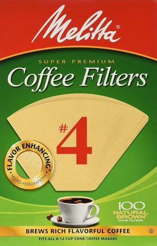 Melitta 4 Cone Coffee Filters, Unbleached Natural Brown, 100 Total Filters Count - Packaging May Vary