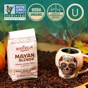 Mayorga Medium Roast Whole Bean Coffee, 2 lb bag - Mayan Blend Organic Coffee Roast - Direct Trade, Specialty Grade, Non-GMO 100% Arabica Coffee Beans