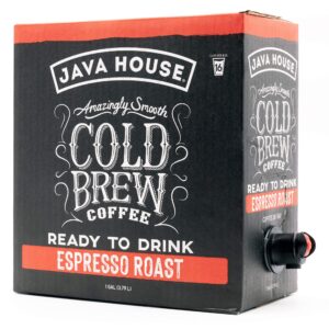 java house cold brew coffee on tap, (128 fluid ounce box) not a concentrate, no sugar, ready to drink liquid (espresso, pack of 1)