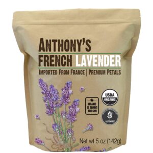 Anthony's Organic French Lavender Petals, 5 oz, Extra Grade, Dried, Gluten Free & Non GMO