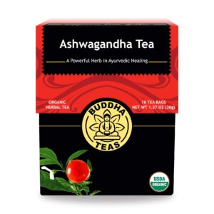 buddha teas - organic ashwagandha root tea - herbal tea - for health & wellbeing - with antioxidants & minerals - clean ingredients - caffeine free - ou kosher & non-gmo - 18 tea bags (pack of 1)