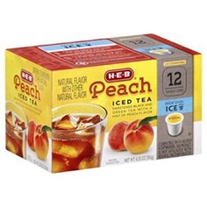h.e.b peach iced tea 12 single cups compatible with keurig k-cup brewers