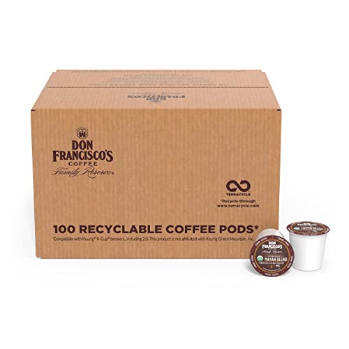 Don Francisco's Organic Mayan Blend Medium-Dark Roast Coffee Pods - 100 Count - Recyclable Single-Serve Coffee Pods, Compatible with your K- Cup Keurig Coffee Maker