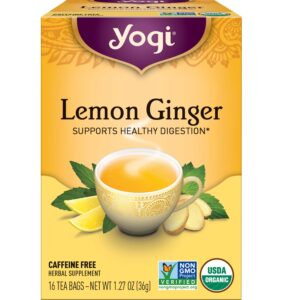 yogi tea lemon ginger tea - 16 tea bags per pack (4 packs) - organic ginger root tea to support healthy digestion - includes lemongrass, lemon flavor, licorice root, lemon peel & more