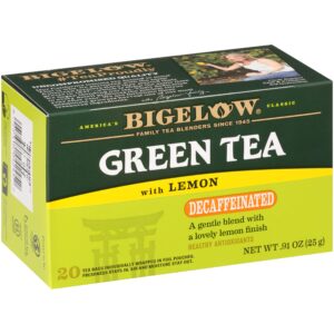 bigelow tea decaffeinated green tea with lemon, 20 count (pack of 6), 120 total teabags