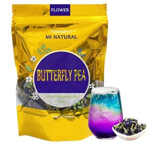 t'smoment butterfly pea flower tea, pure natural butterfly pea tea, premium dried butterfly pea flower for blue & purple tea drinks and food coloring, 50g(1.76 oz.)