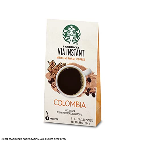 Starbucks VIA Instant Coffee—Medium Roast Coffee—Colombia—100% Arabica—1 box (8 packets)