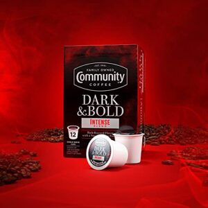 Community Coffee Dark & Bold Intense Blend 12 Count Coffee Pods, Dark Roast Compatible with Keurig 2.0 K-Cup Brewers, 12 Count (Pack of 1)