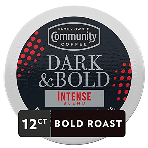 Community Coffee Dark & Bold Intense Blend 12 Count Coffee Pods, Dark Roast Compatible with Keurig 2.0 K-Cup Brewers, 12 Count (Pack of 1)