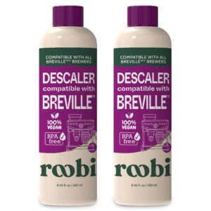 breville compatible descaling solution. specially formulated to clean & descale your breville machine. 2 uses per bottle, 2 pack. eco-friendly carbon neutral maintenance kit.