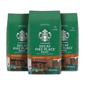 starbucks ground coffee—medium roast coffee—decaf pike place roast—100% arabica—3 bags (12 oz each)