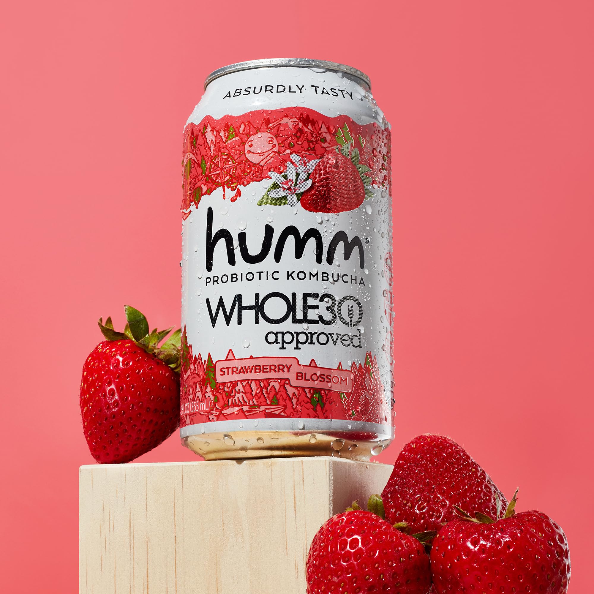 Humm Whole30 Approved Kombucha Variety Pack - Mango Lemon, Mixed Berry, Strawberry Blossom - Organic, Vegan & GMO-Free (12 Pack)