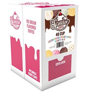 Sundae Ice Cream Flavored Coffee Pods, Compatible with 2.0 Keurig K-Cup Brewer, 48 Count (Assorted Variety Pack)