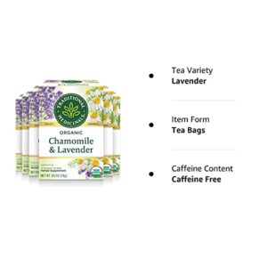 Traditional Medicinals Tea, Organic Chamomile & Lavendar, Stress Relief, 96 Tea Bags (6 Pack)