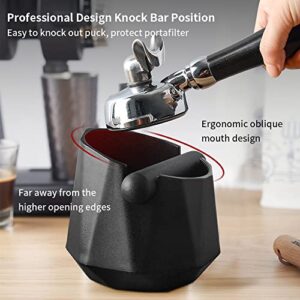 Coffee Knock Box Espresso Grounds - CAFEMASY Home Use Epsresso Accessories Unique Design Diamond Shape Mini Knock Box with Espresso Cleaning Brush