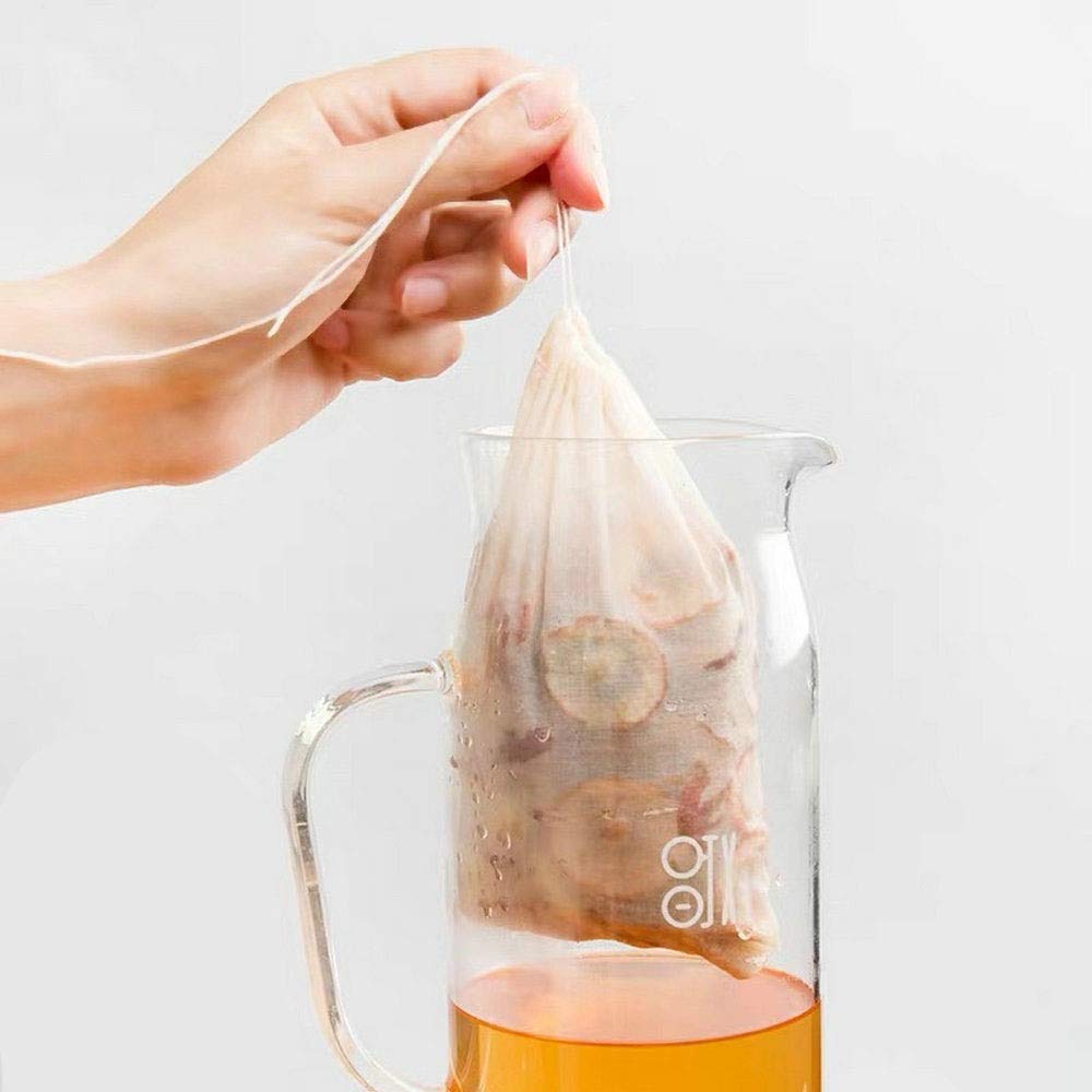 TamBee 100 Pack Disposable Tea Filter Bags Tea infusers 4" x 6" Empty Muslin Drawstring Seal Filter Tea Bags Drawstring Herb Loose Tea bag for Brew Tea Cold Brew Coffee（4" x 6" /10 x 15cm）