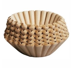 natural unbleached brown biodegradable extra large coffee filters 10, 12, 13, 14, 15 cup basket for commercial, home coffee maker extra high extra wide, anti ground, 9.75" flattened diameter (200 pcs)