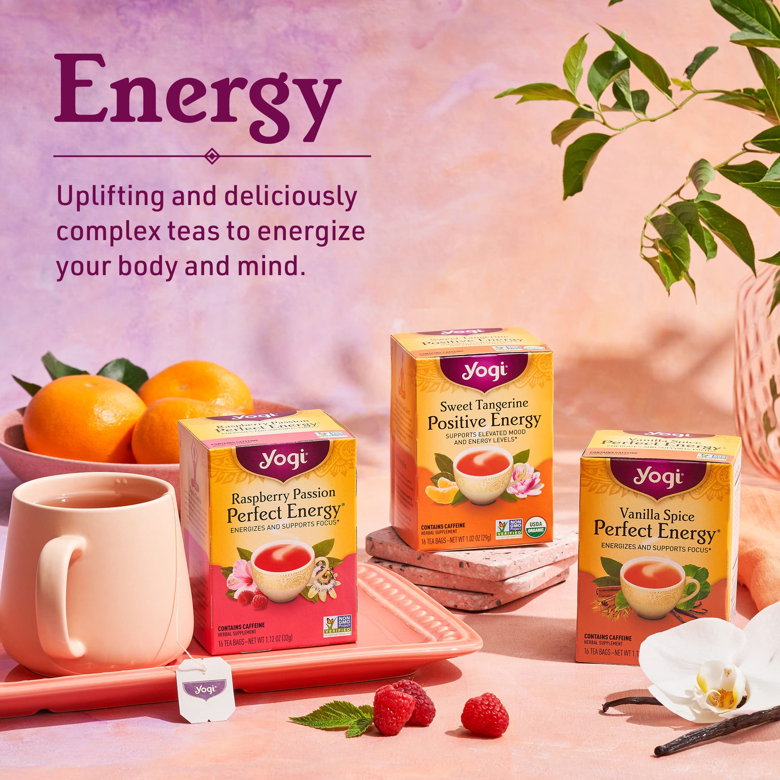 Yogi Tea Vanilla Spice Perfect Energy Tea - 16 Tea Bags per Pack (6 Packs) - Organic Vanilla Energy Tea - Focus Tea - Includes Green Tea, Black Tea, Ashwagandha, L-Theanine & More