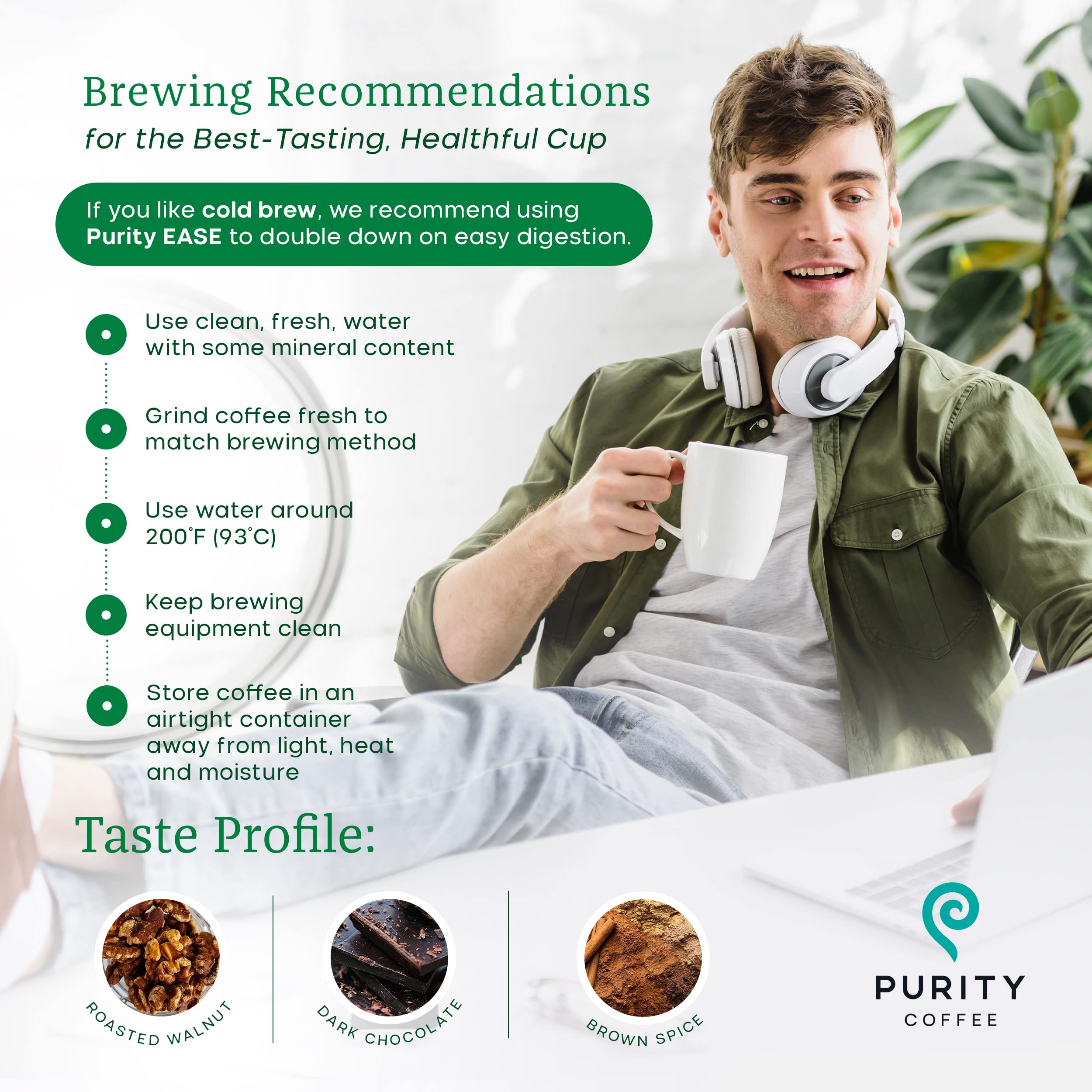 Purity Coffee EASE Dark Roast Low Acid Organic Coffee - USDA Certified Organic Specialty Grade Arabica Whole Bean Coffee - Third Party Tested for Mold, Mycotoxins and Pesticides - 12 oz Bag