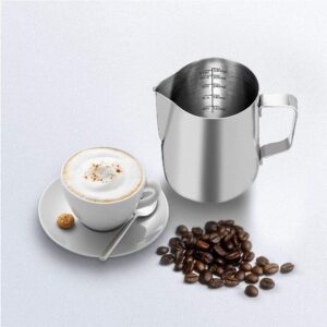 Milk Frothing Pitcher, 12Oz Milk Frother cup Espresso Cup Stainless Steel