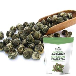 tealyra - imperial jasmine dragon pearls - 4-ounce - green tea loose leaf - premium jasmine green tea with pleasant aroma - organically grown - 113 gram